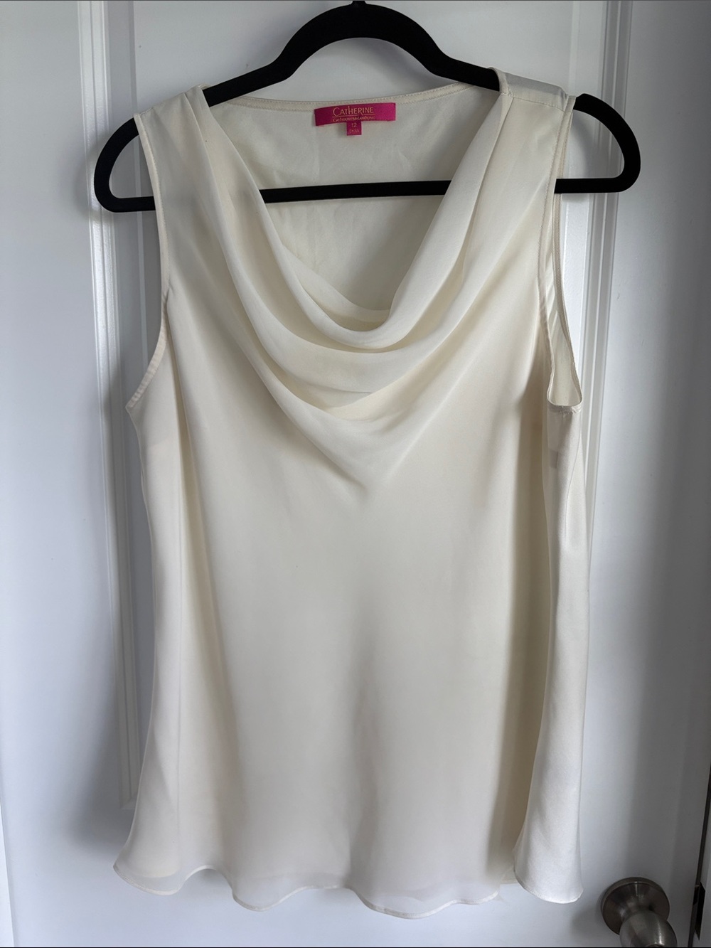 Catherine Malandrino Ivory Cowl-Neck Sleeveless Camisole